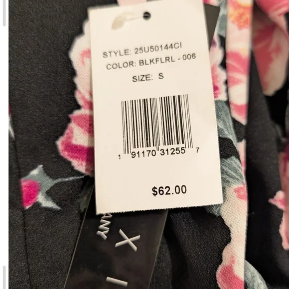 Trixxi Black Dress with Pink Floral and Lace Back - Picture 9 of 10